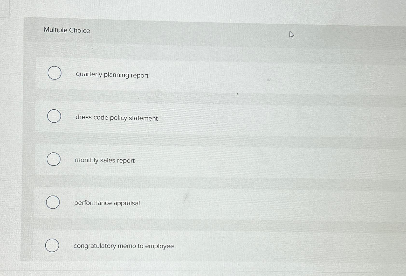  Multiple Choice quarterly planning report dress code policy statement monthly sales