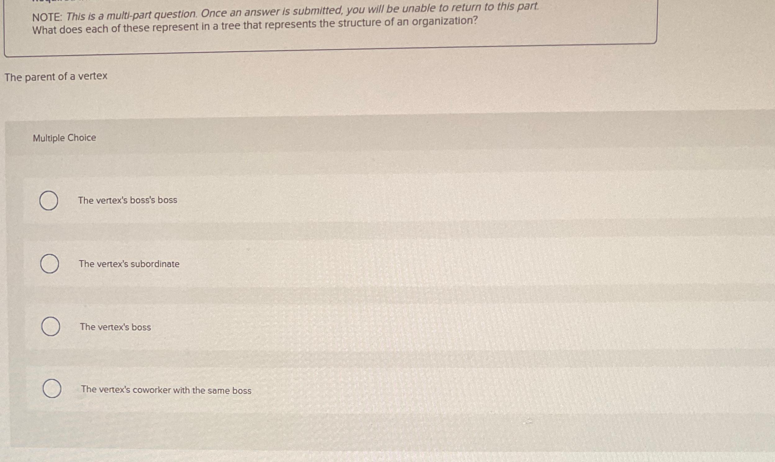  NOTE: This is a multi-part question. Once an answer is submitted,