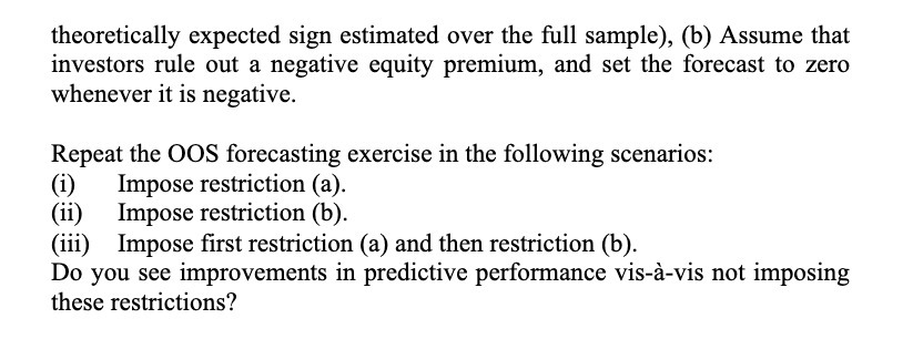 theoretically expected sign estimated over the ll sample}, (b) Assume that