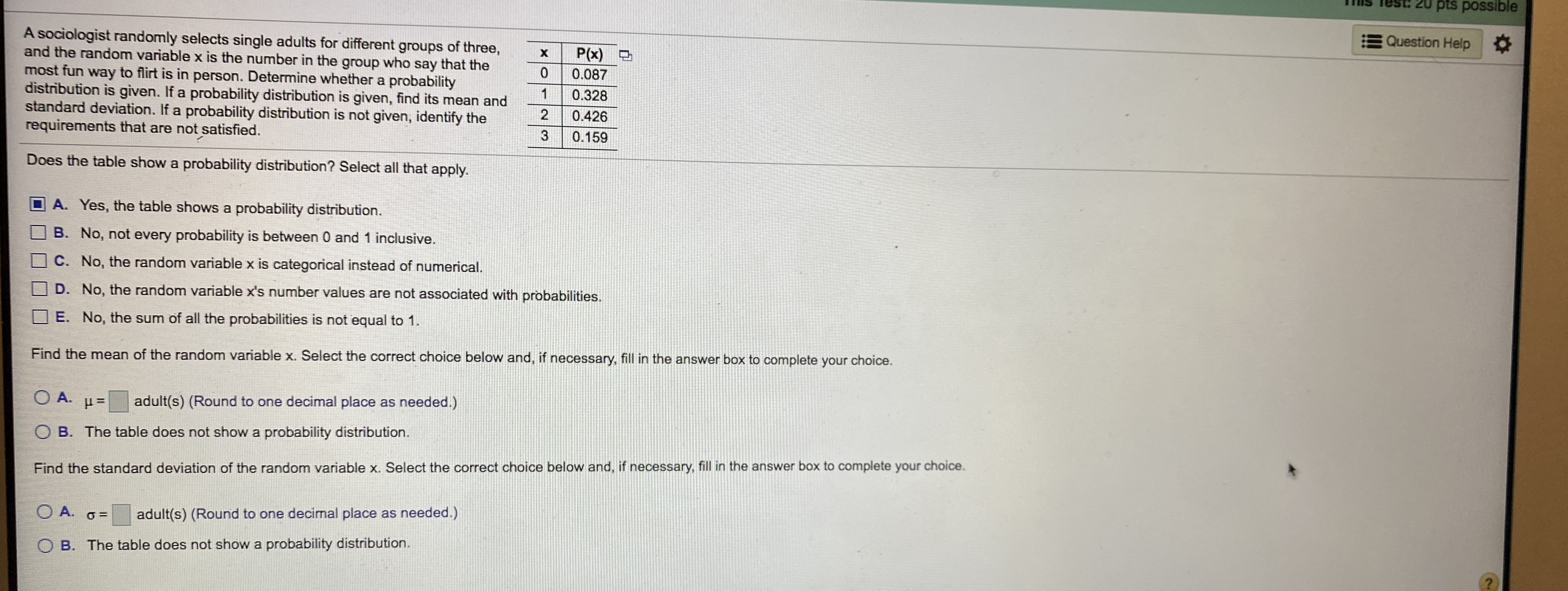 distribution with n = 7 trials and a probability of success of