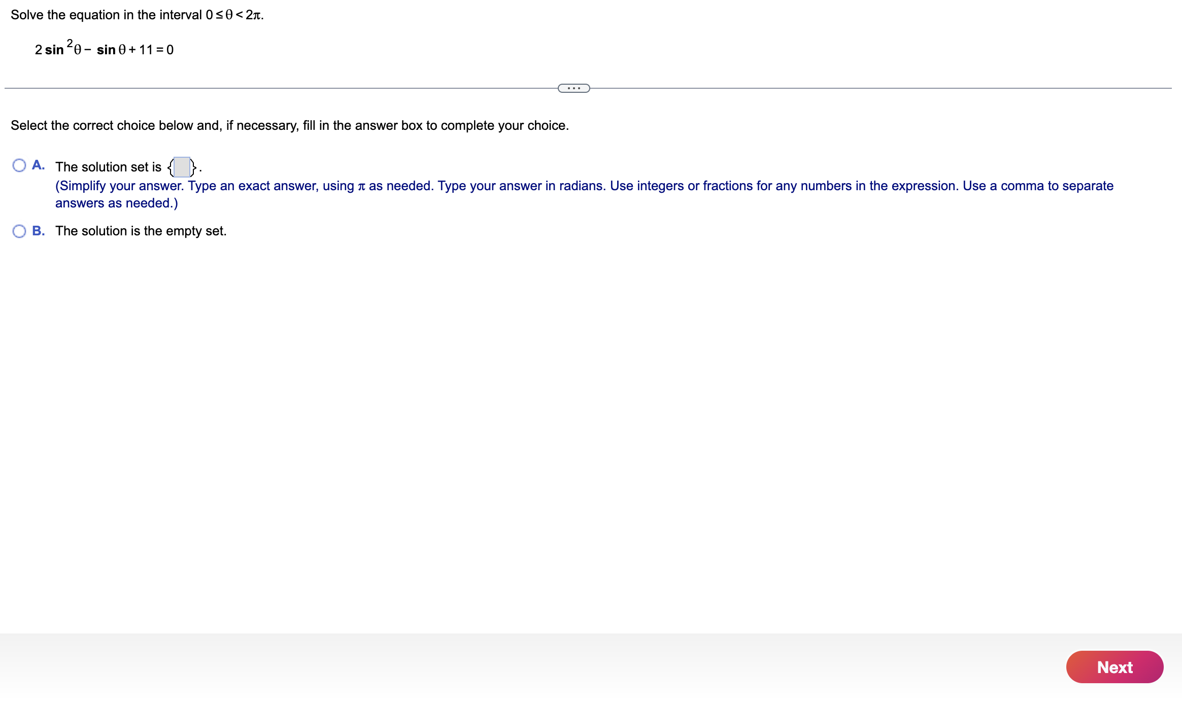 solution set is Q. Find the exact value of the expression. 1/