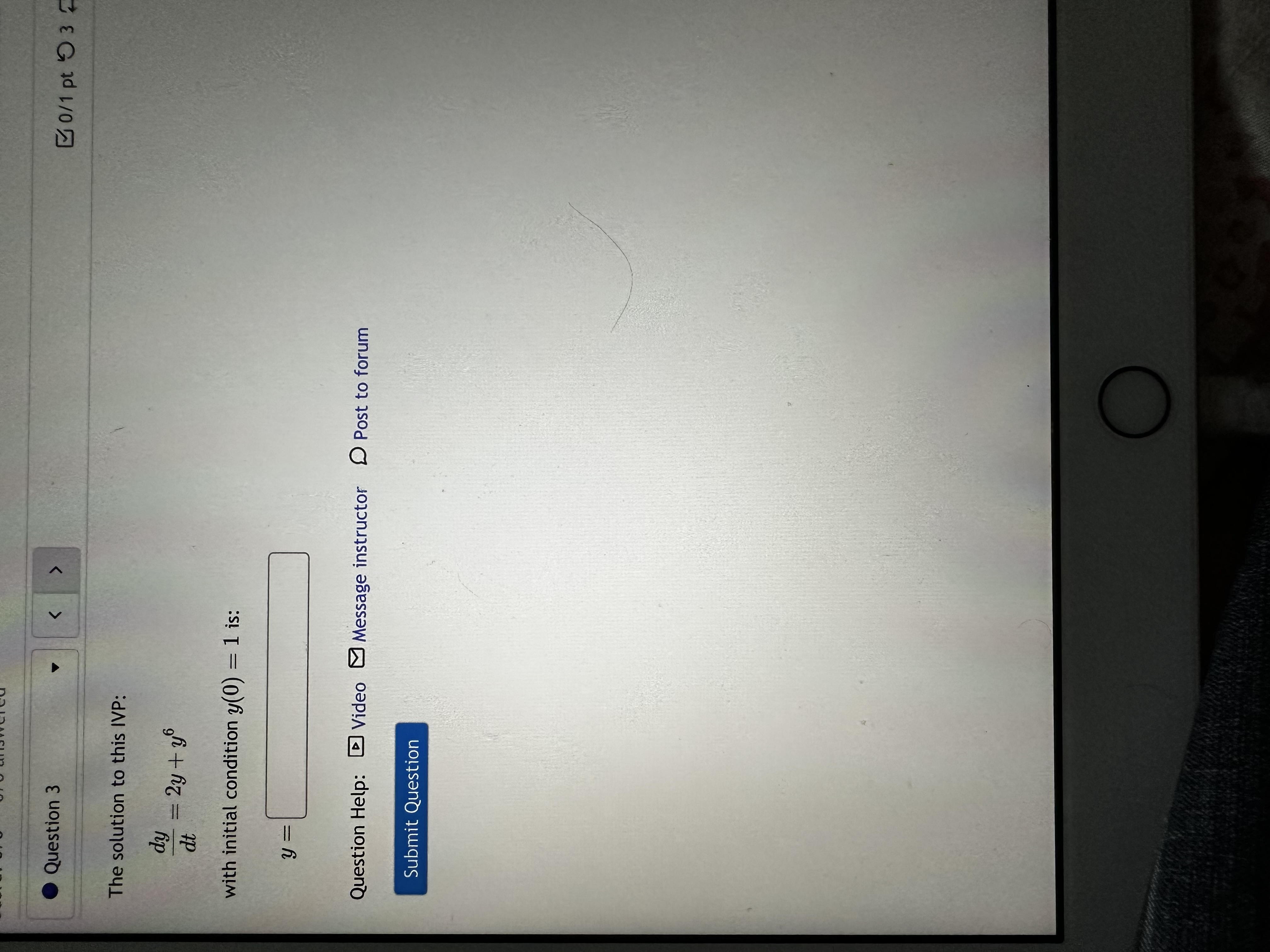 Question 3 0/1 pt 9 3 7 The solution to this