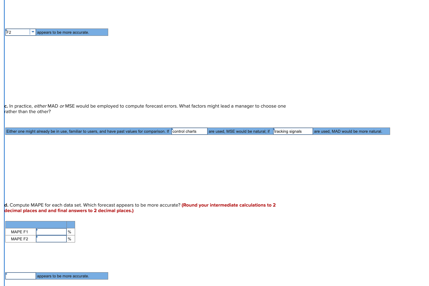 forecast demand for cases of bottled water. Actual demand and the two