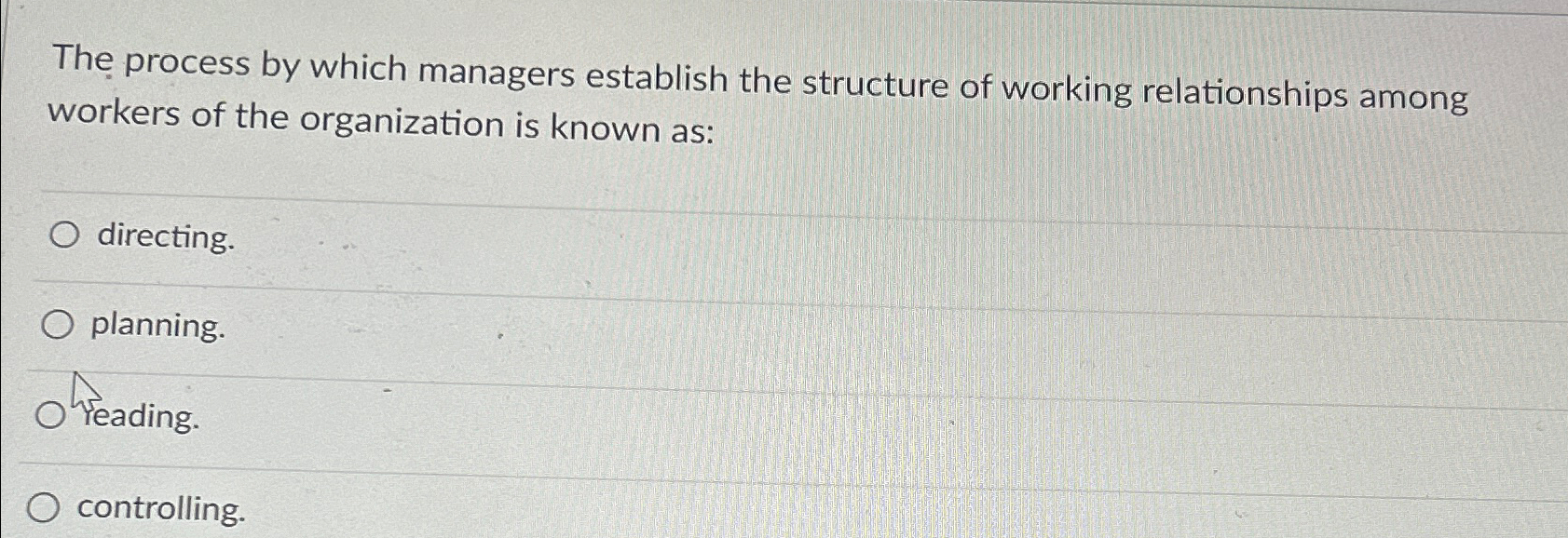  The process by which managers establish the structure of working relationships