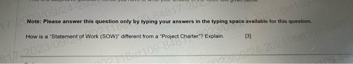  Note: Please answer this question only by typing your answers in