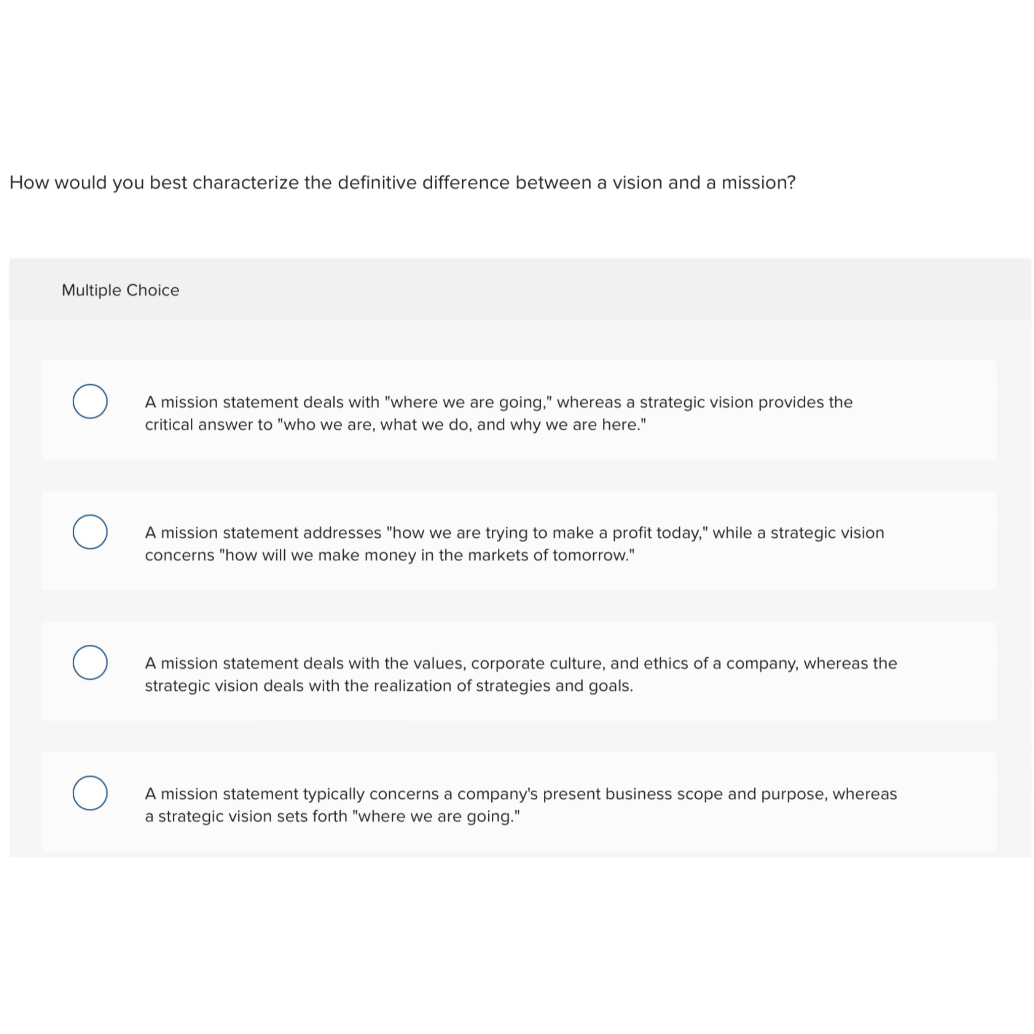  How would you best characterize the definitive difference between a vision