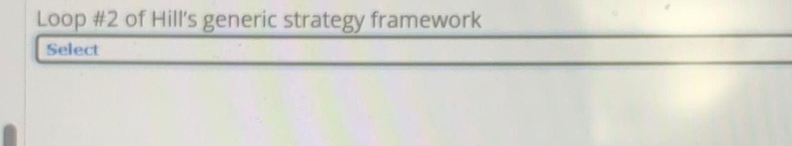  Loop #2 of Hill's generic strategy framework Select 