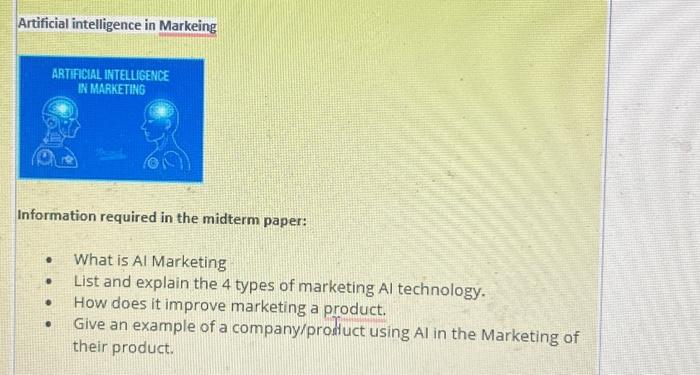  Artificial intelligence in Markeing ARTIFICIAL INTELLIGENCE IN MARKETING Information required in