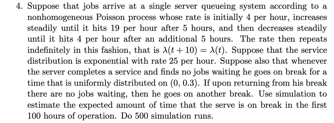  Suppose that jobs arrive at a single server queueing system according