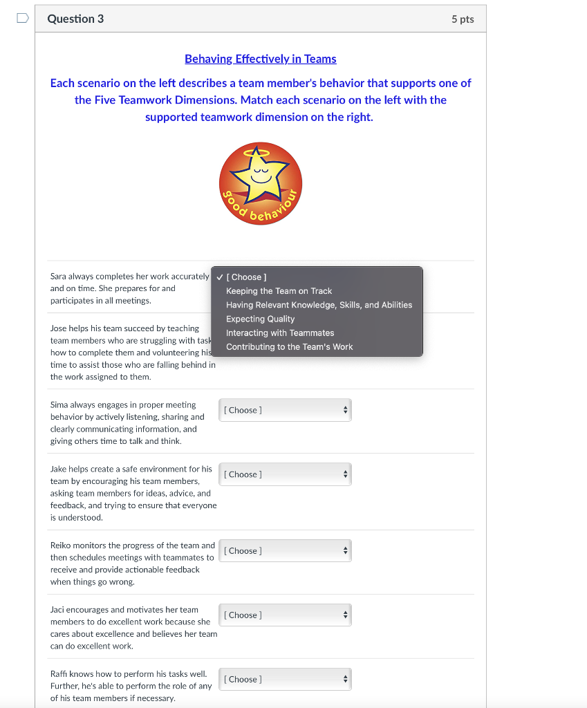 please I need this asap Behaving Effectively in Teams Each scenario on