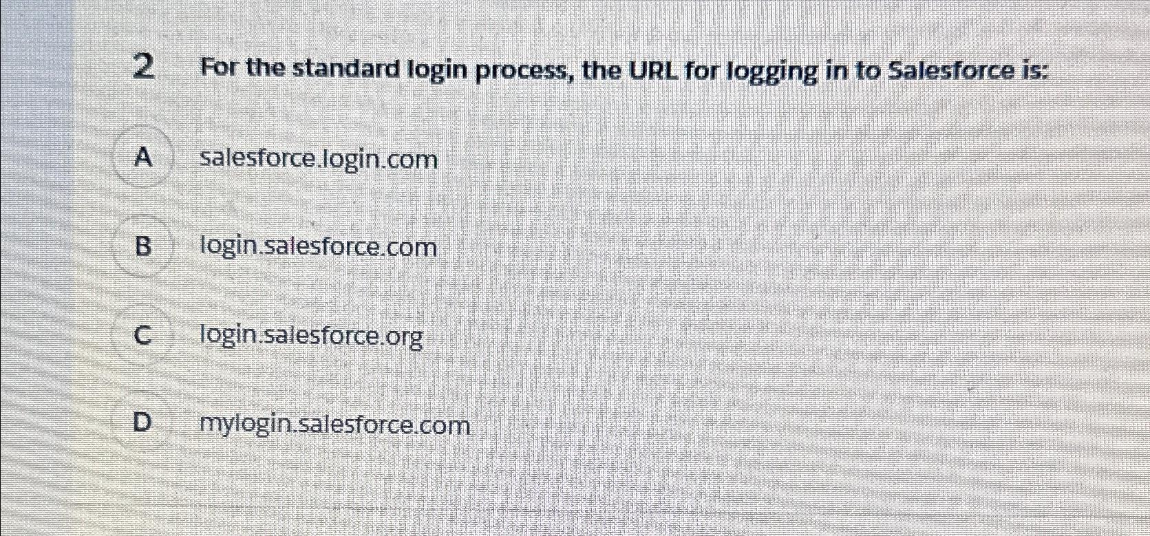  2 For the standard login process, the URL for logging in