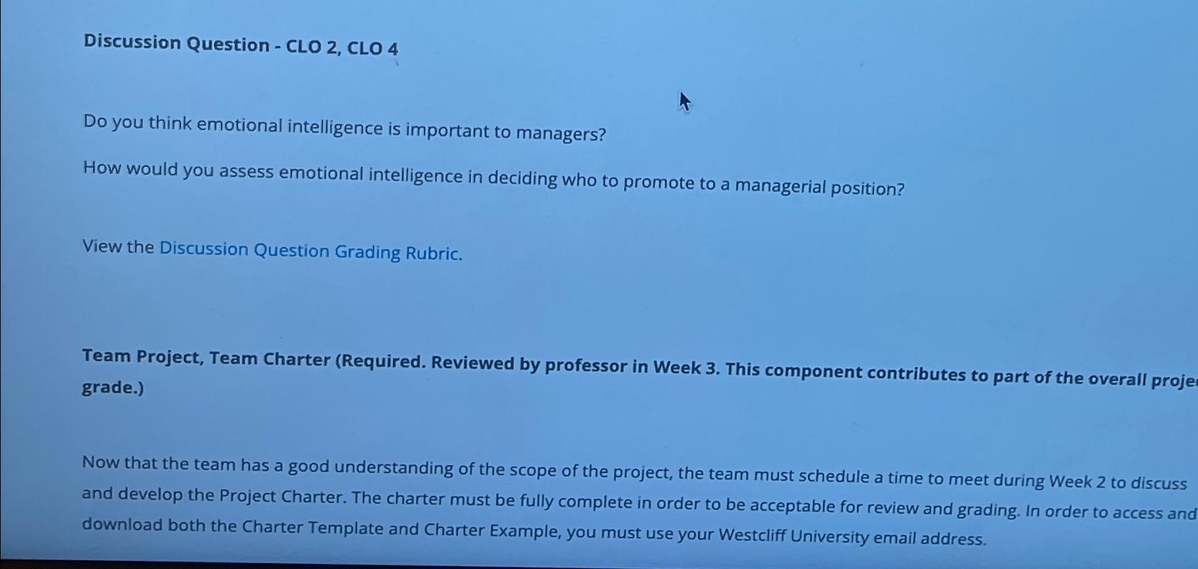  Discussion Question - CLO 2, CLO 4 Do you think emotional
