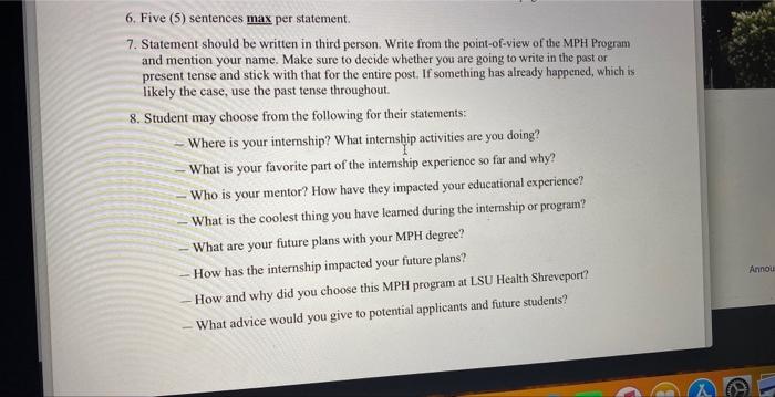  Rewrite statement in third person. For short term goal my future