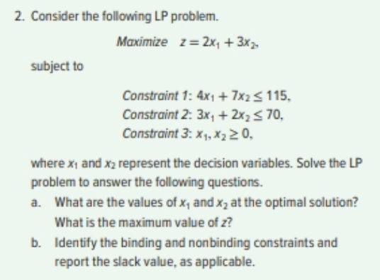  solve using a graph solve using Excel Solver Consider the following