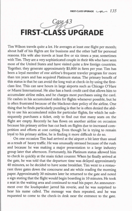 Mini Case Study 3 - First Class Upgrade: Why don't airlines