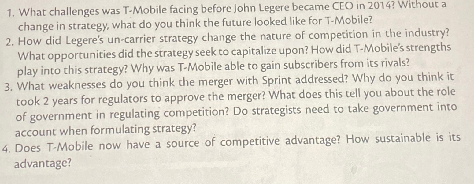  What challenges was T-Mobile facing before John Legere became CEO in