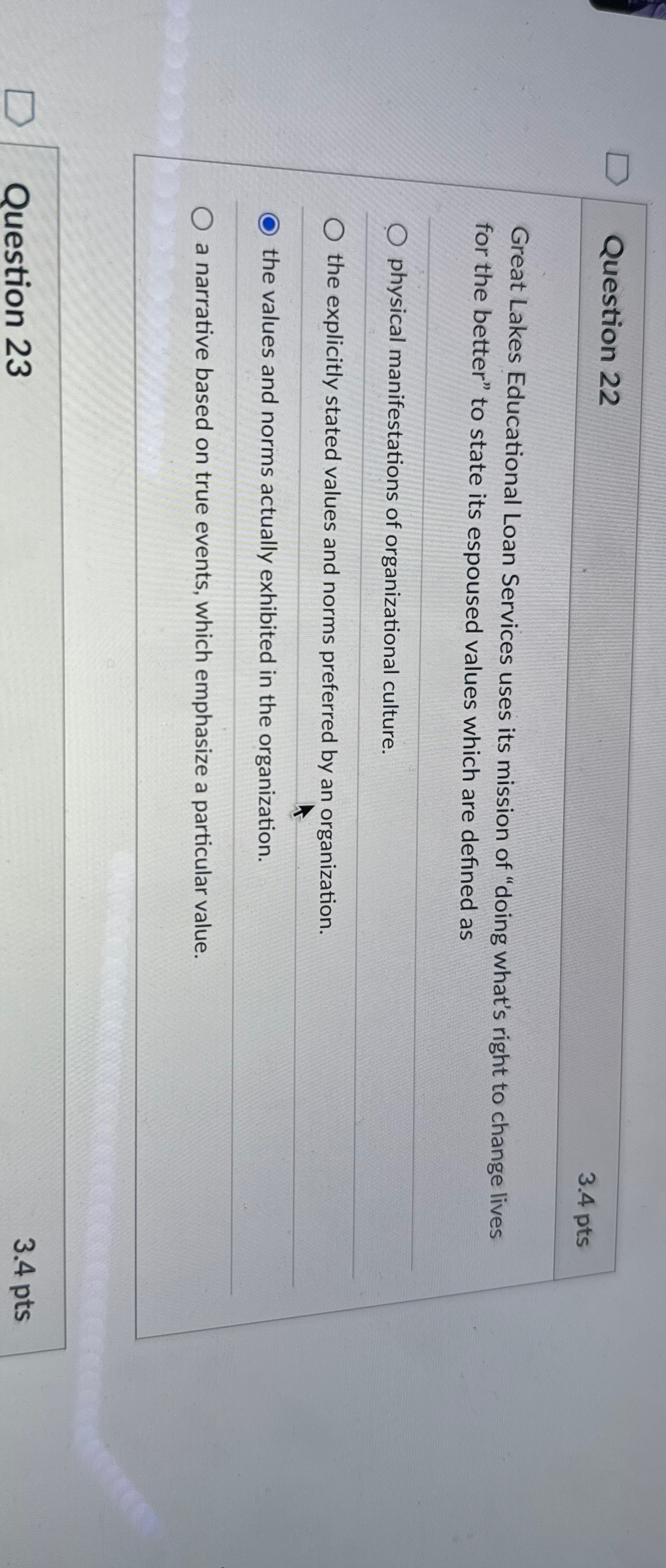  Question 22 3.4pts Great Lakes Educational Loan Services uses its mission