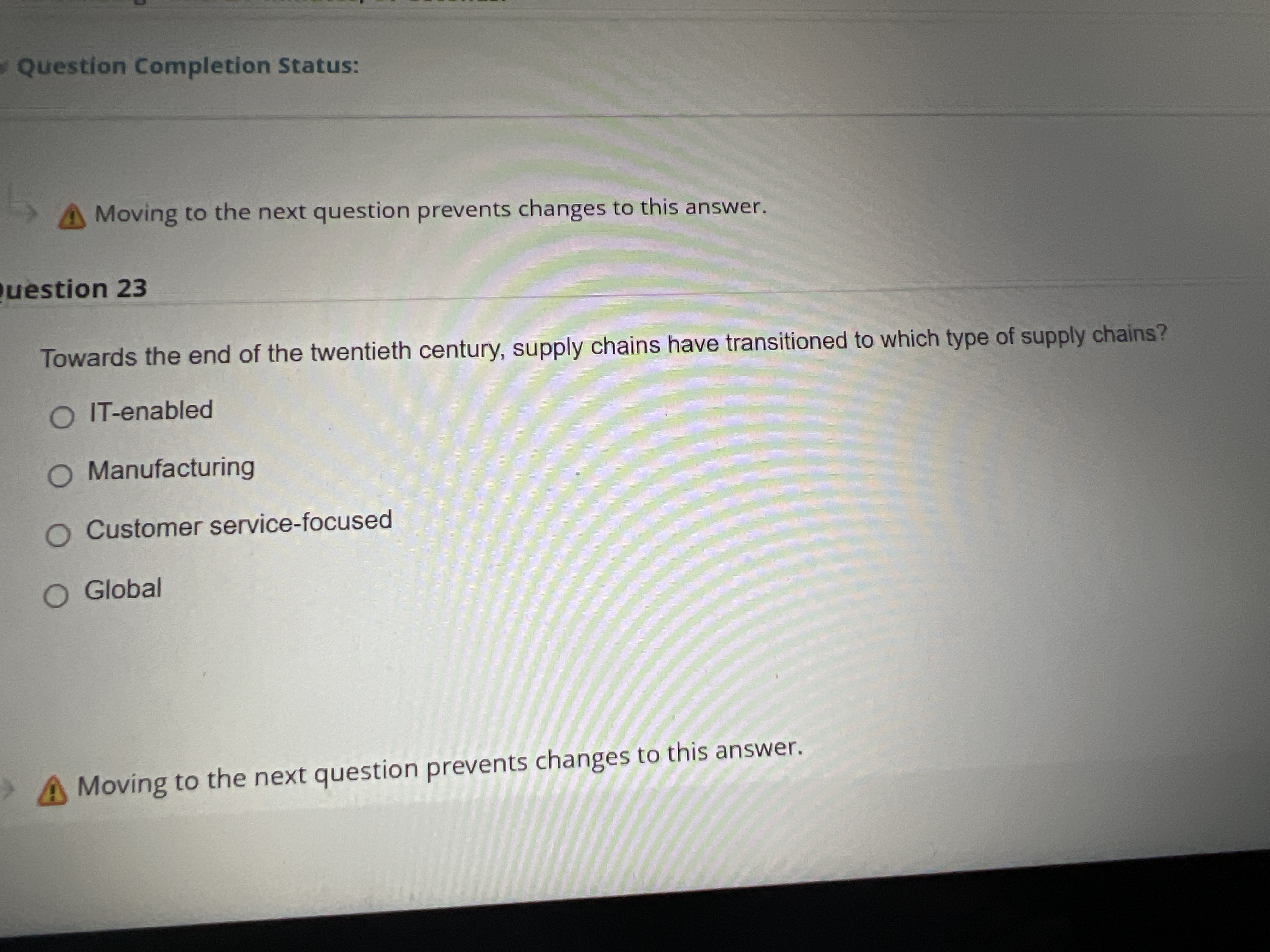  Moving to the next question prevents changes to this answer. Question