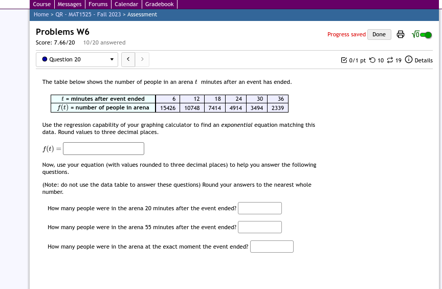 regression on your calculator. Use the equation with the values rounded to