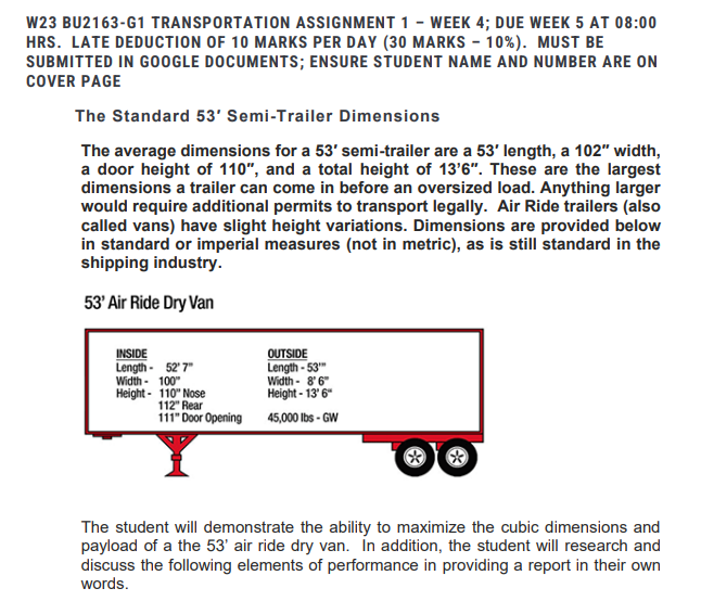 The Standard 53 Semi-Trailer Dimensions The average dimensions for a 53 semi-trailer