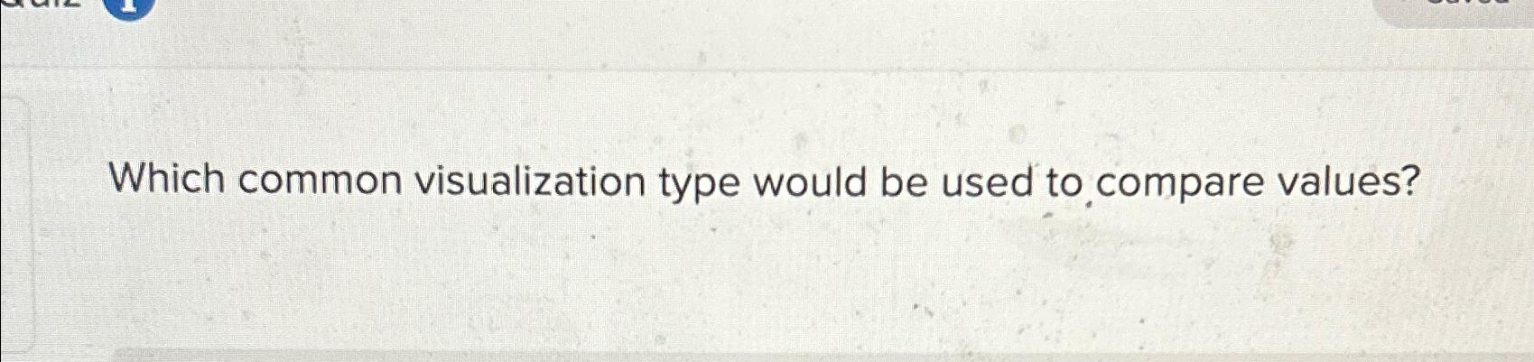  Which common visualization type would be used to compare values? 