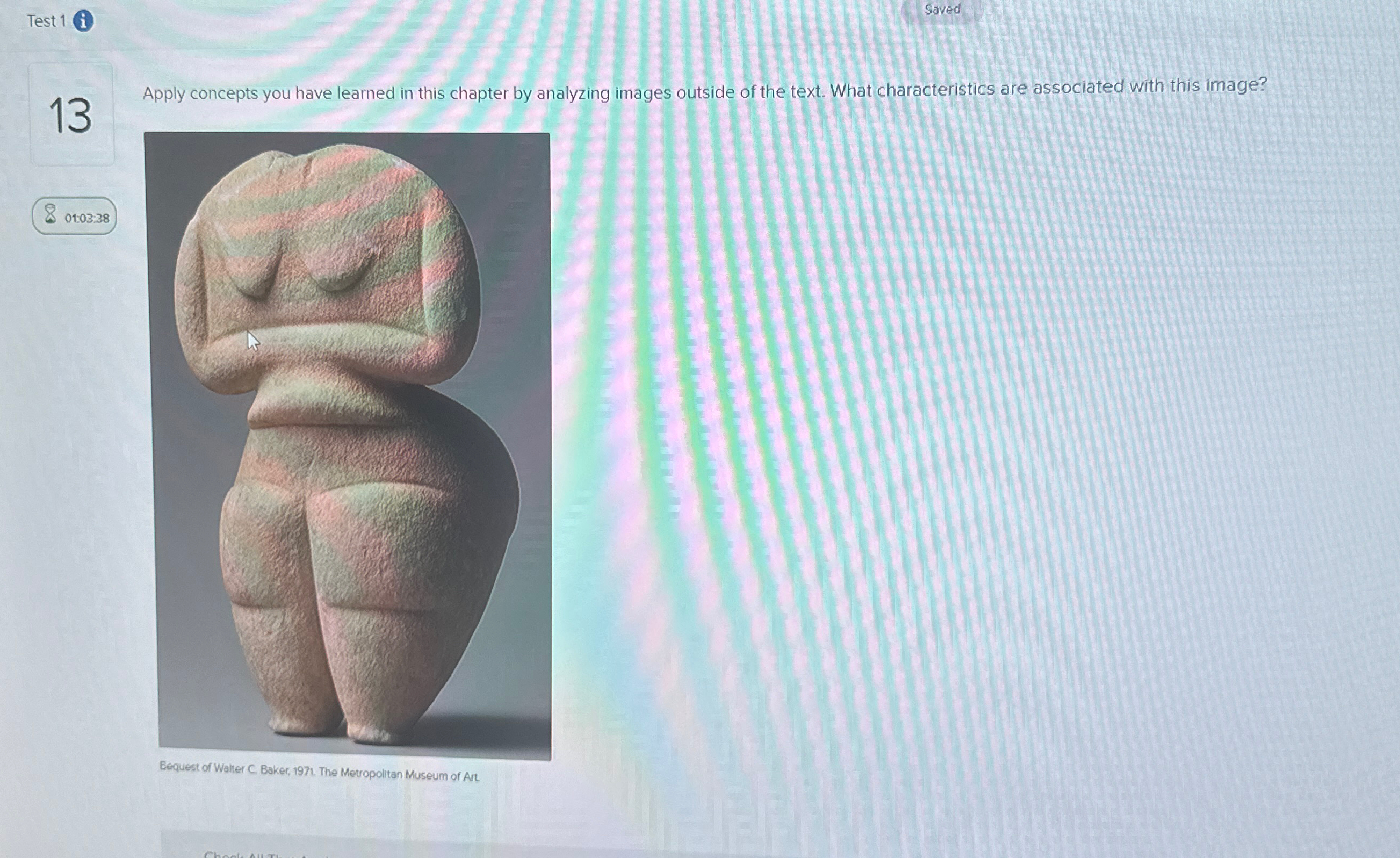  Test 1(i) Saved 13 01:03:38 Apply concepts you have learned in