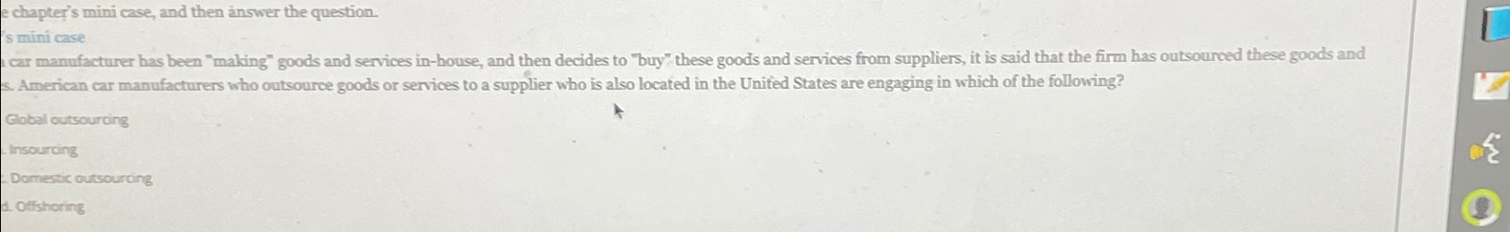  chapter's mini case, and then nswer the question. s mini case