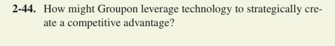  2-44. How might Groupon leverage technology to strategically create a competitive