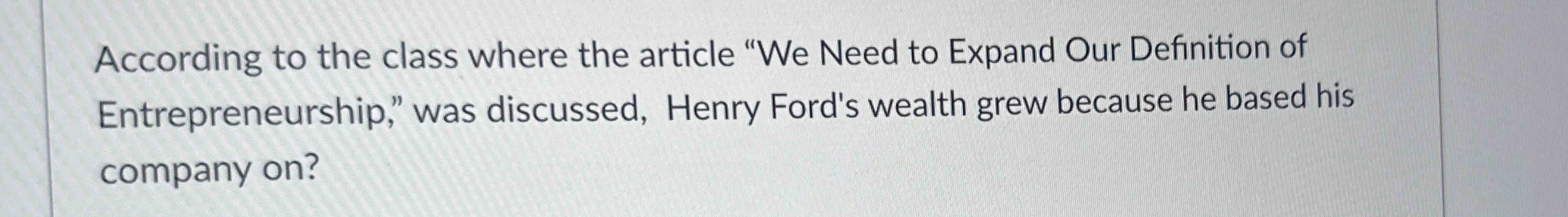  According to the class where the article "We Need to Expand