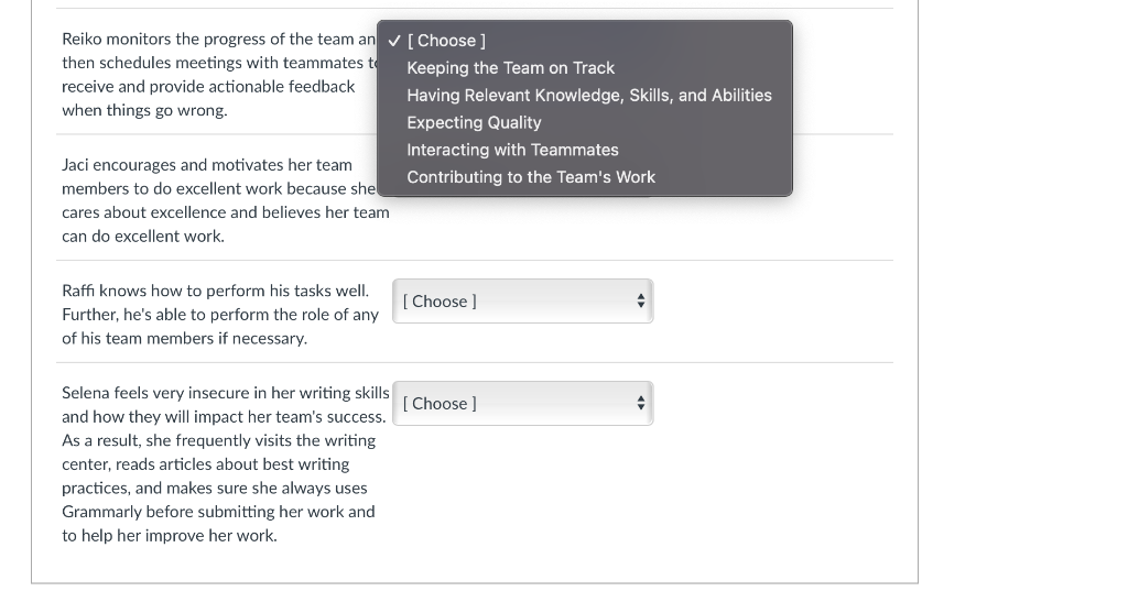 Helping the team achieve its goals or objectives by completing the tasks