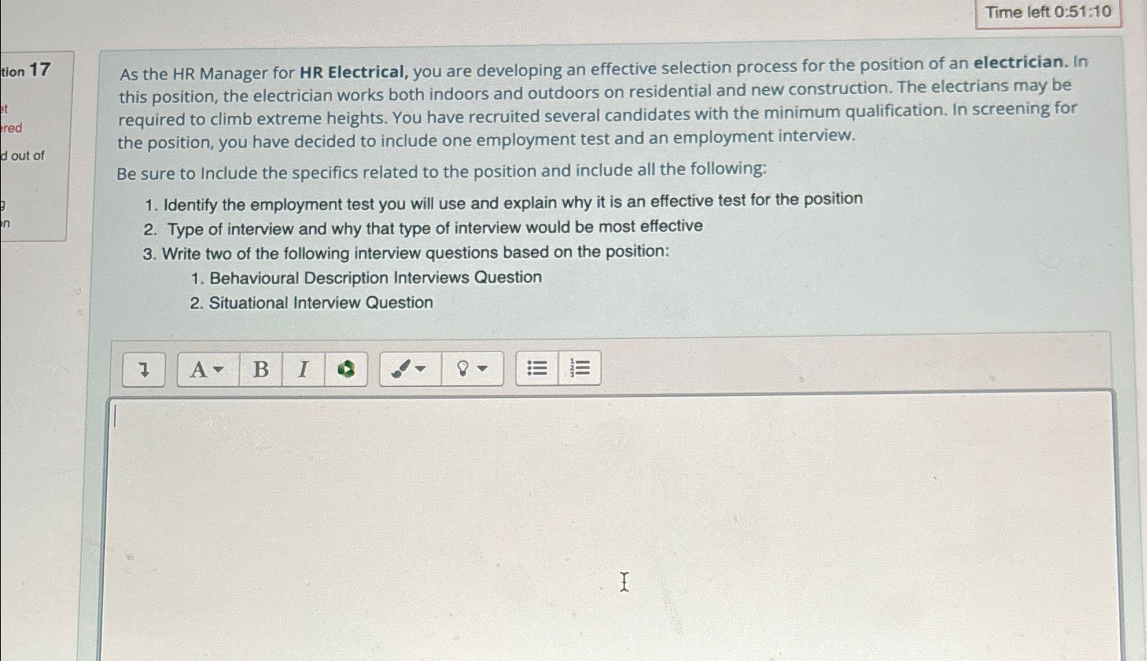  Time left 0:51:10 tion 17 red d out of As the