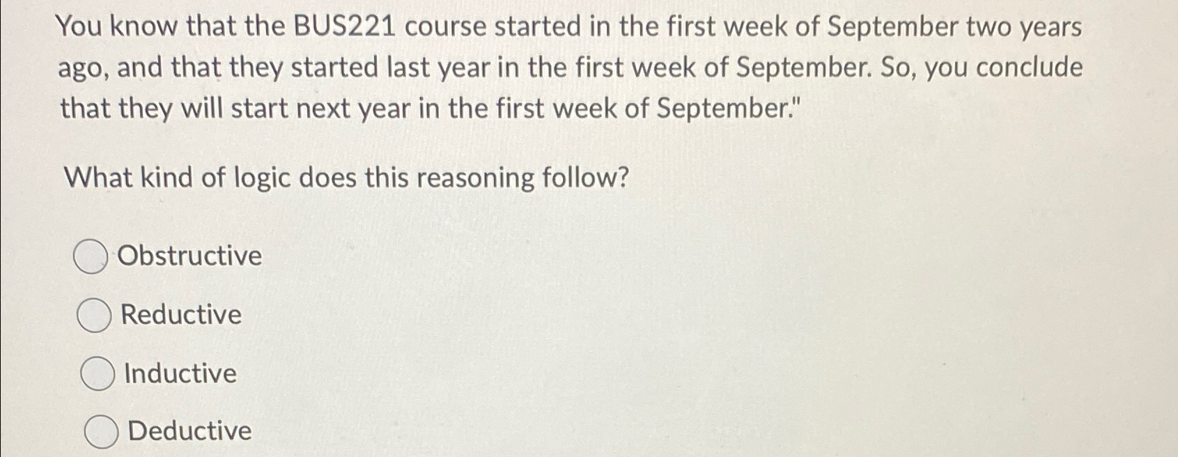  You know that the BUS221 course started in the first week
