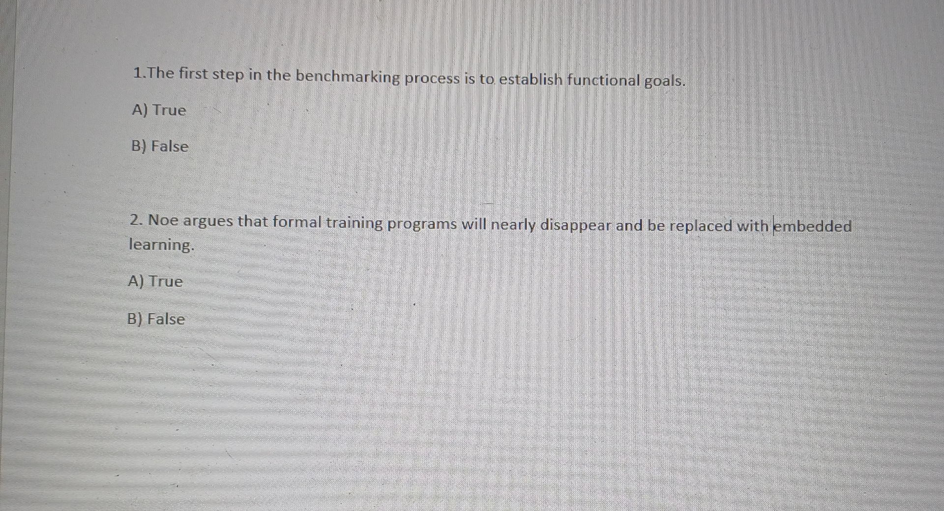  1.The first step in the benchmarking process is to establish functional