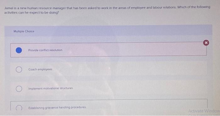  Jamal is a new human resource manager that has been asked