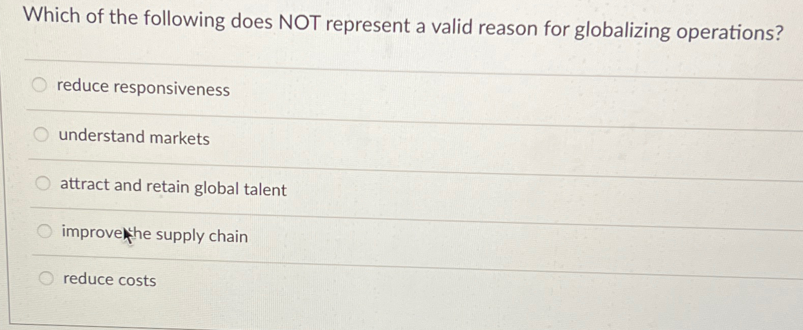  Which of the following does NOT represent a valid reason for