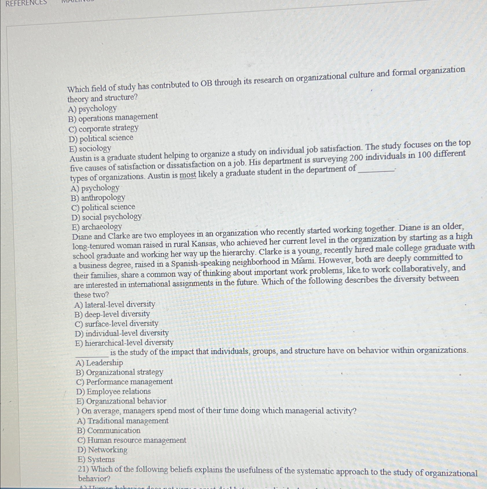  REFERENCES Which field of study has contributed to OB through its