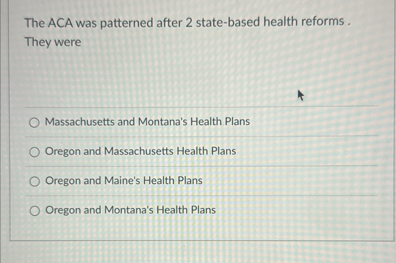  The ACA was patterned after 2 state-based health reforms . They
