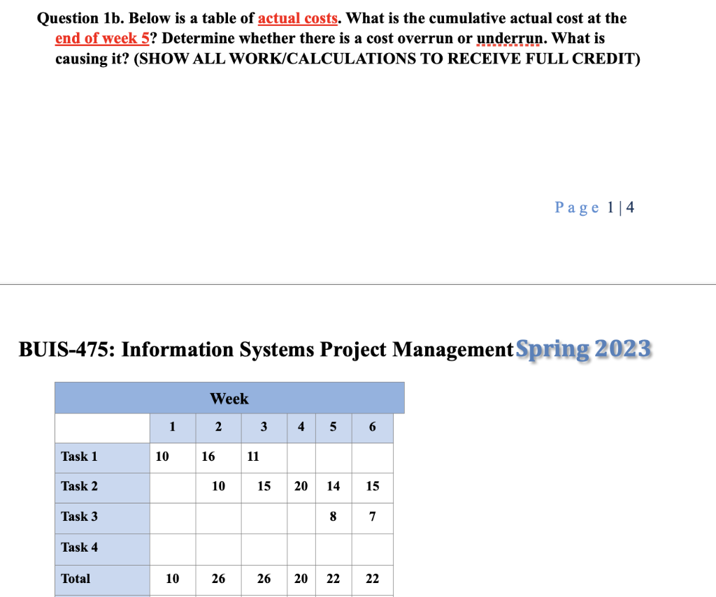RECEIVE FULL CREDIT) Week \begin{tabular}{|l|c|c|c|c|c|c|} \hline & 1 & 2 & 3