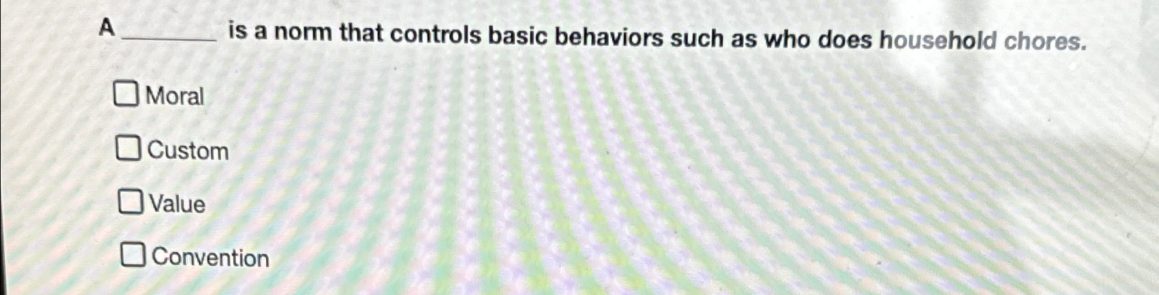  A is a norm that controls basic behaviors such as who
