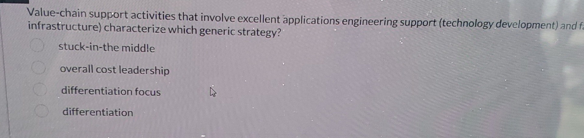  Value-chain support activities that involve excellent applications engineering support (technology development)
