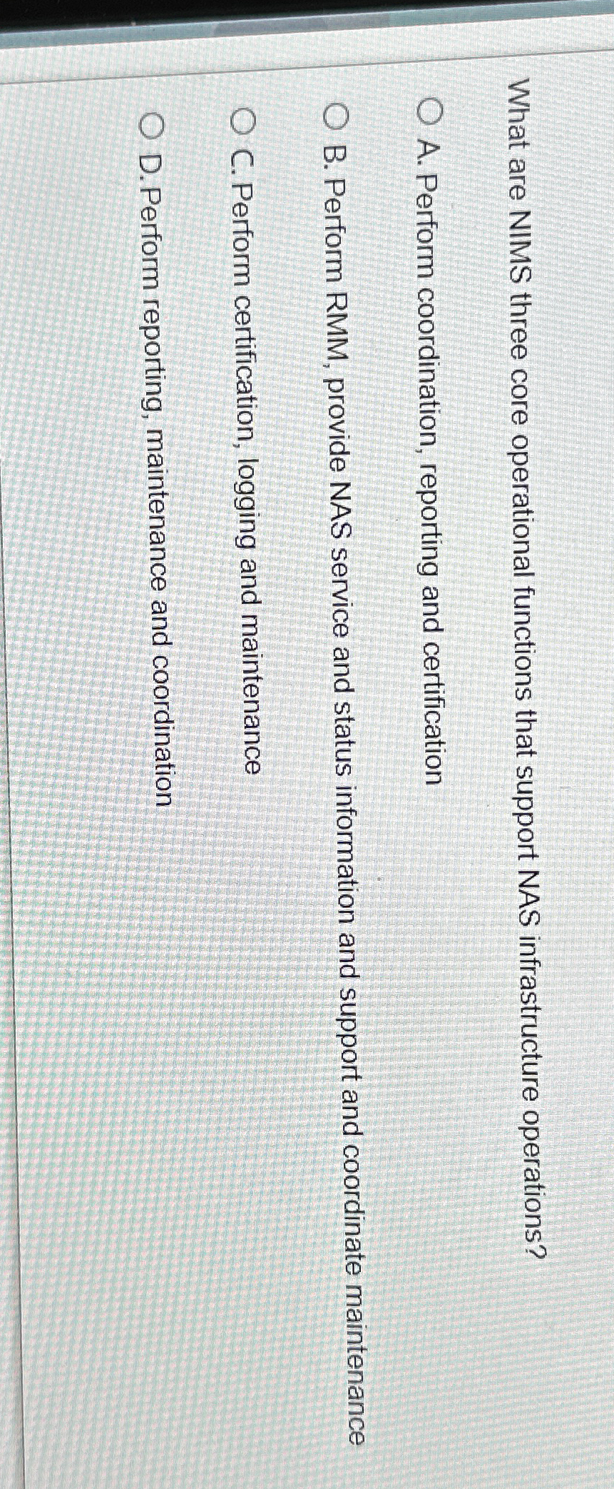  What are NIMS three core operational functions that support NAS infrastructure