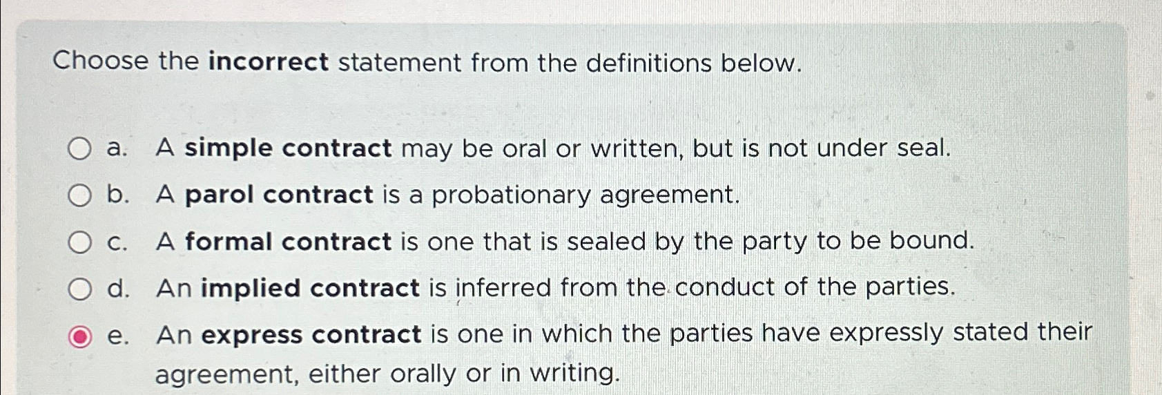  Choose the incorrect statement from the definitions below. a. A simple