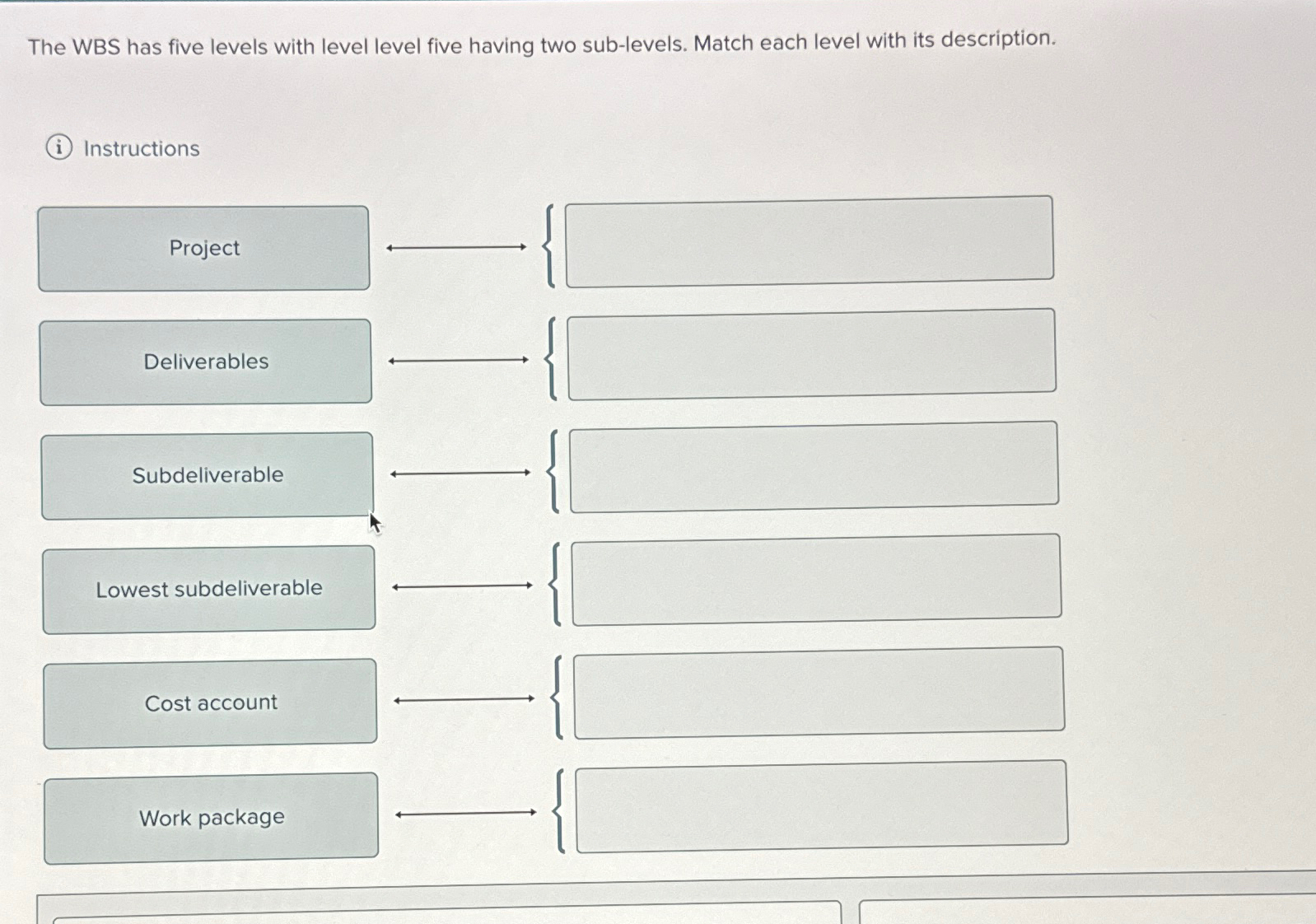  The WBS has five levels with level level five having two