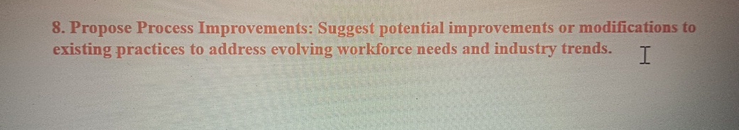  Propose Process Improvements: Suggest potential improvements or modifications to existing practices