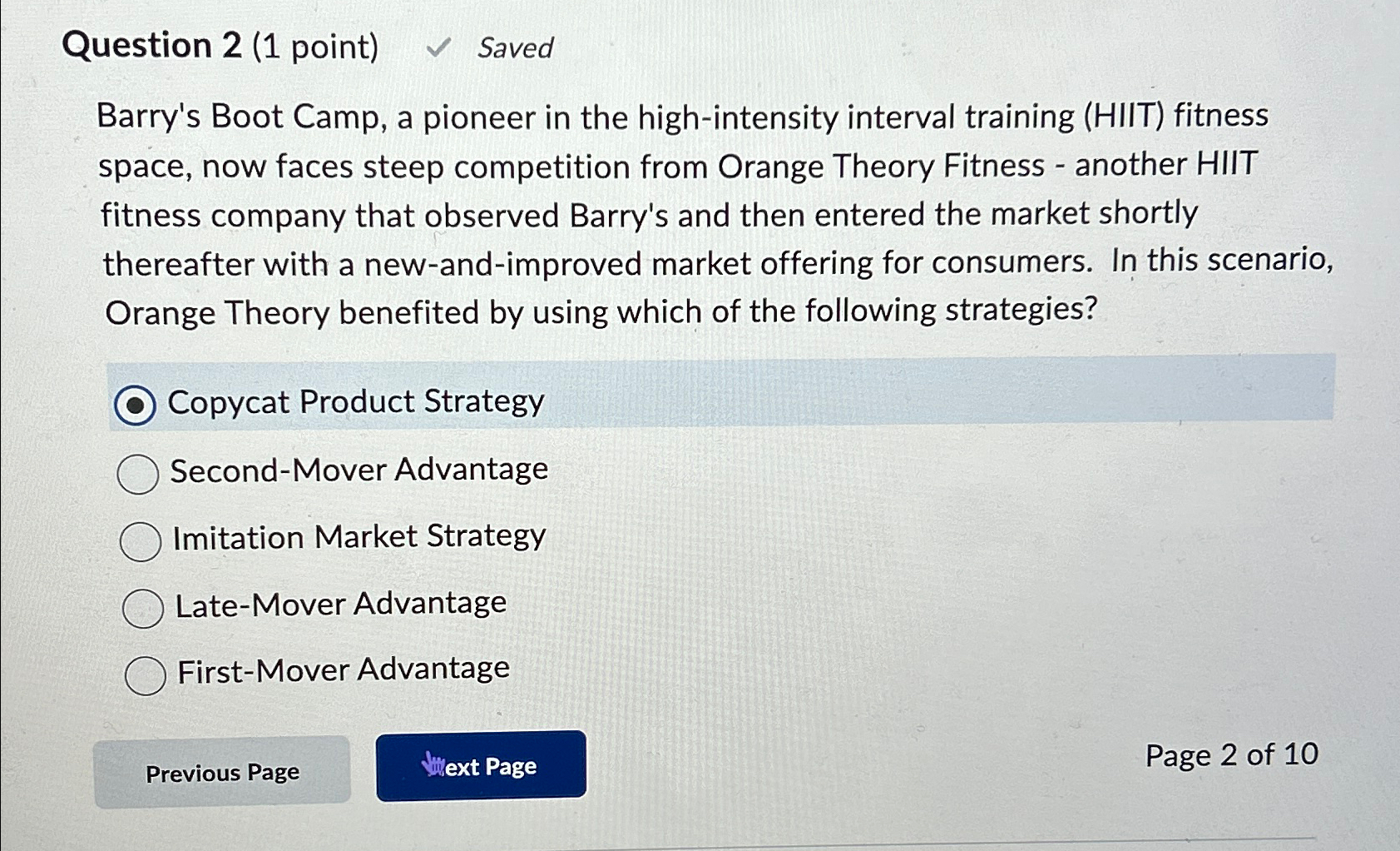  Question 2(1 point) Saved Barry's Boot Camp, a pioneer in the