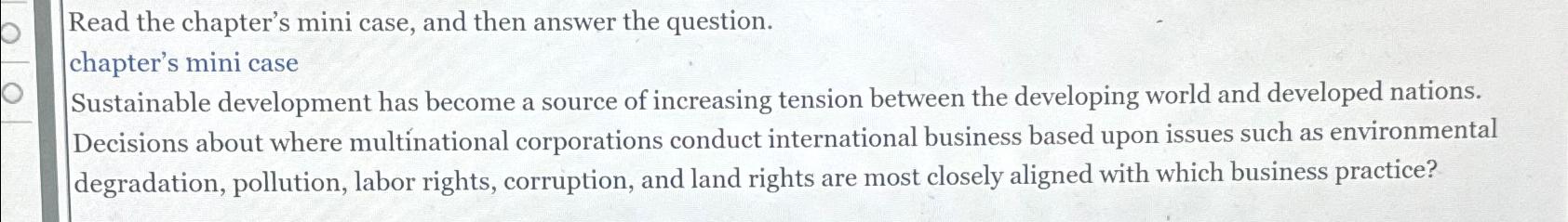  Read the chapter's mini case, and then answer the question. chapter's