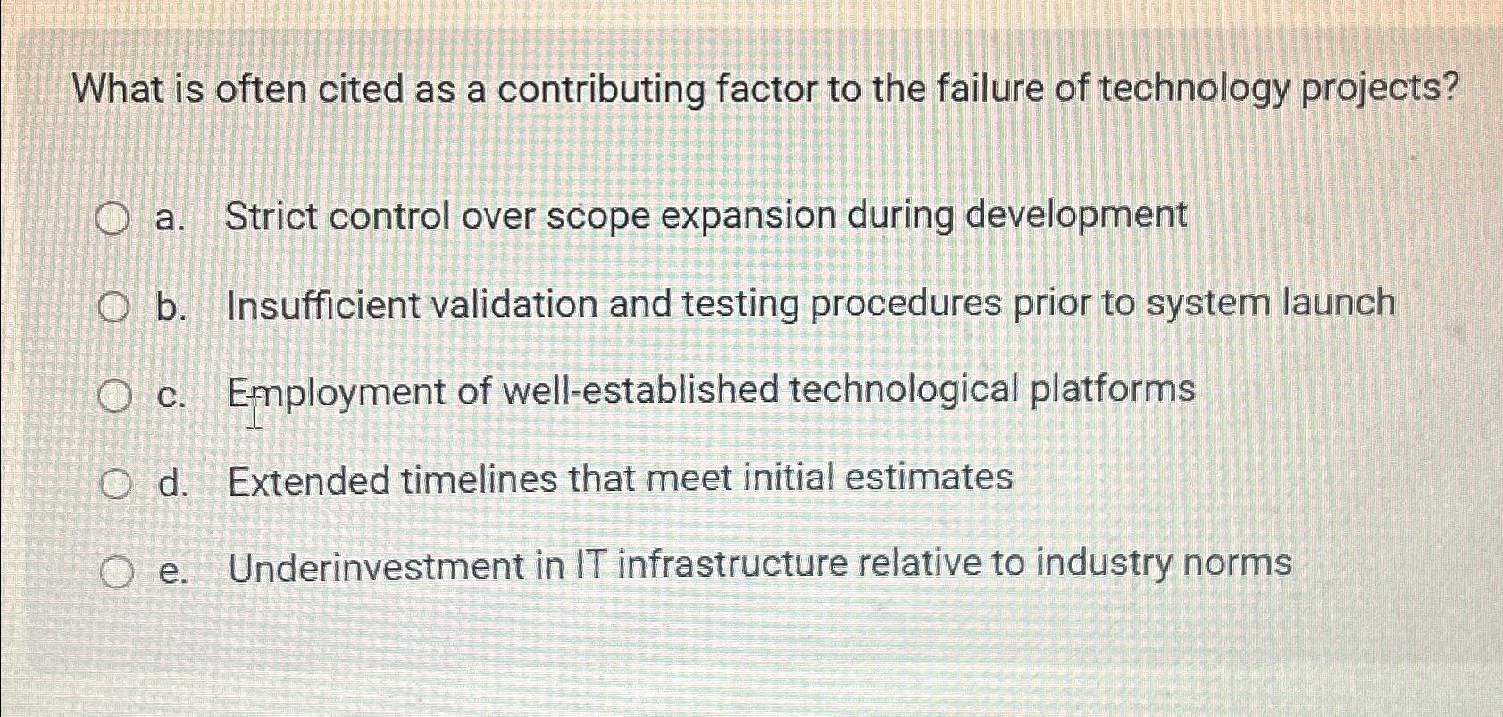  What is often cited as a contributing factor to the failure