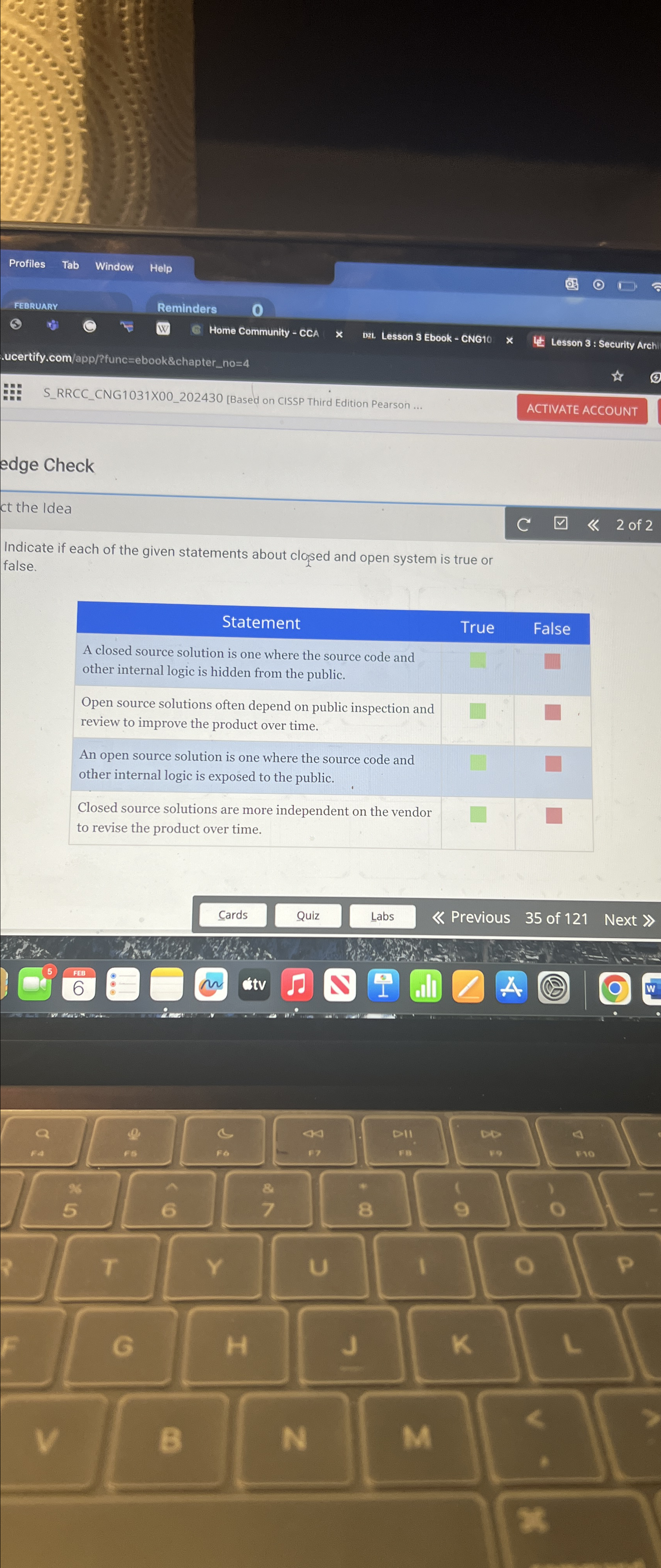  ucertify.com/app/?func=ebook&chapter_no=4 ACTIVATE ACCOUNT edge Check ct the Idea Indicate if each