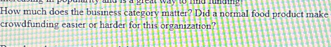  How much does the business category matter? Did a normal food