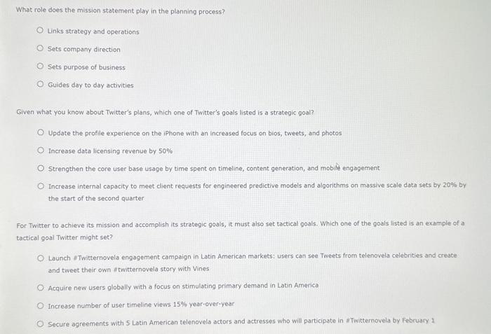+ goals = plans 3. Operational goals > tactics 4. Strategic plans